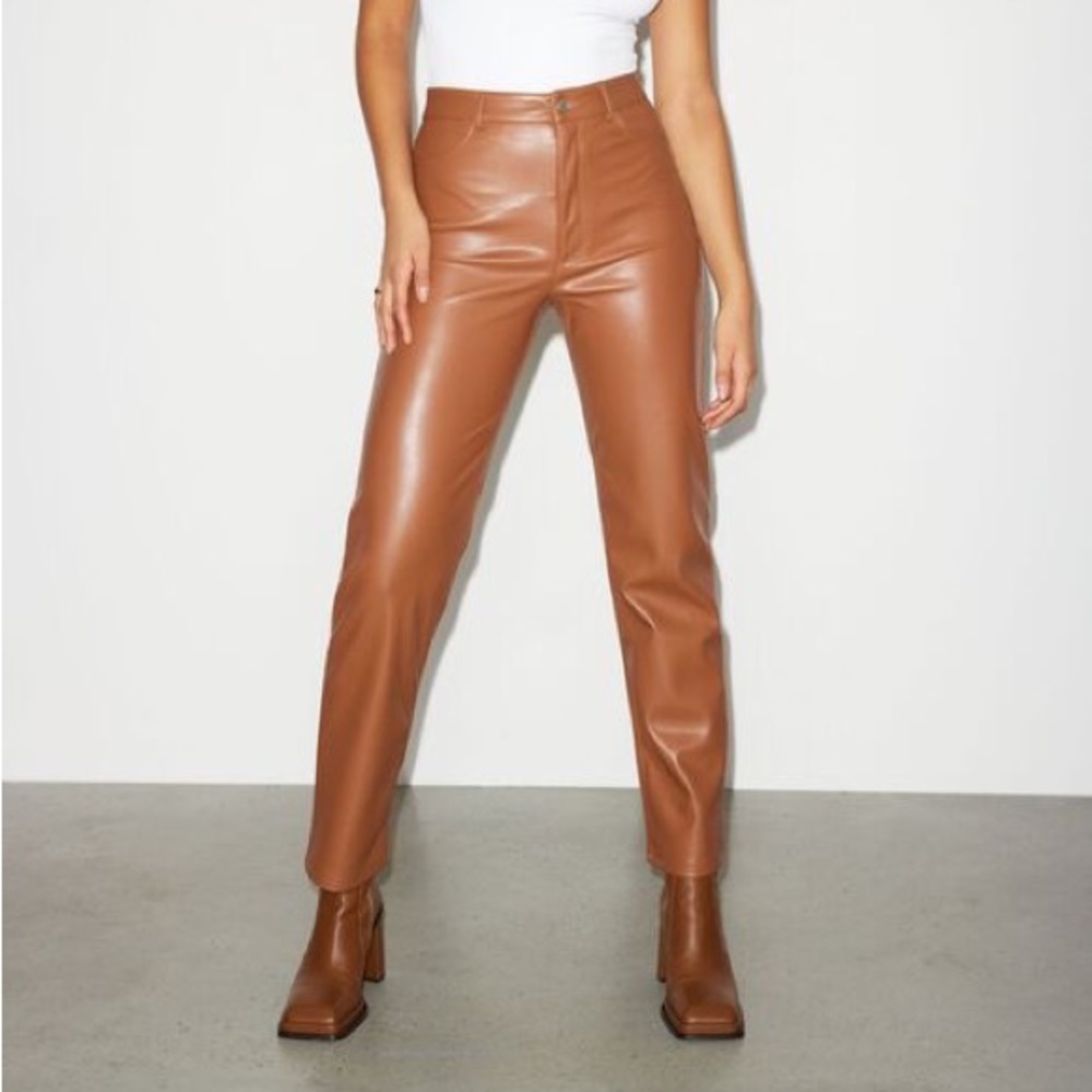 Gisele Faux Leather Straight Pants
